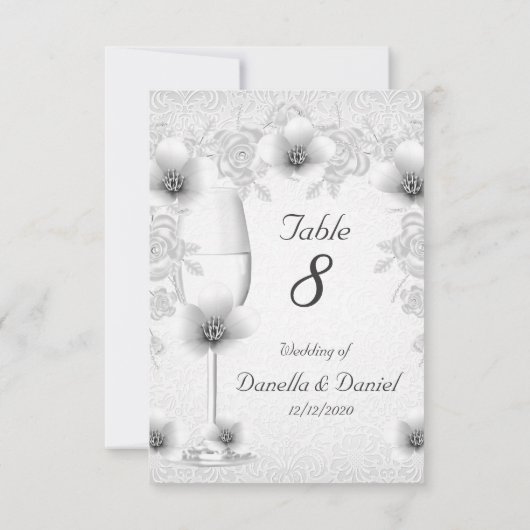 Hochzeitliche Tischnummer blüht Weiße Silberne Ros (Rückseite)