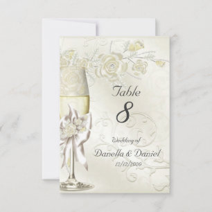 Hochzeitliche Tischnummer Gold Creme Pearl Floral