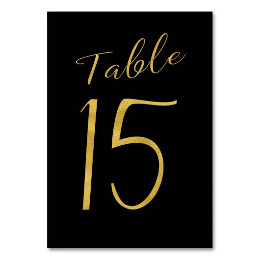 Hochzeitliche Tischnummer Gold Glitzer Schwarz ele (Vorderseite)