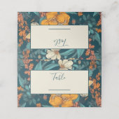 Hochzeitliche Tischnummer mit Blauen und Gelben Bl Platzkarte (Außenseite Aufgefaltet)