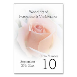 Hochzeitliche Tischnummer Peach Pink Rosenknospe