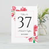 Hochzeitliche Tischnummer Rosa Weiße Blüte (Stehend Vorderseite)