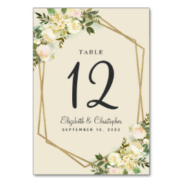 Hochzeitliche Tischnummer Rustikales Blumengold Bo