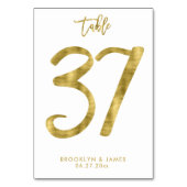 Hochzeitliche Tischnummern Gold Foil Effekt Nummer (Rückseite)
