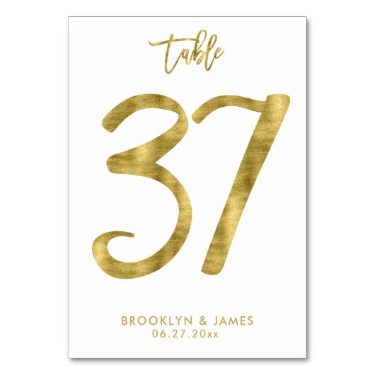 Hochzeitliche Tischnummern Gold Foil Effekt Nummer (Vorderseite)