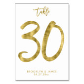Hochzeitliche Tischnummern Gold Foil Effekt Nummer (Rückseite)