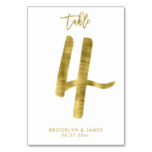 Hochzeitliche Tischnummern Gold Foil Effekt Nummer