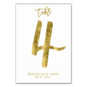 Hochzeitliche Tischnummern Gold Foil Effekt Nummer (Rückseite)