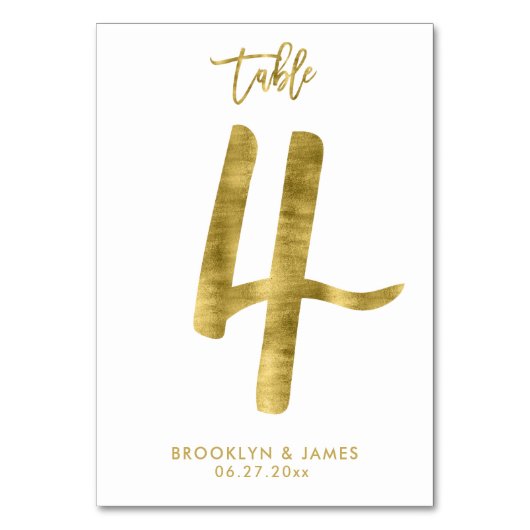 Hochzeitliche Tischnummern Gold Foil Effekt Nummer (Vorderseite)