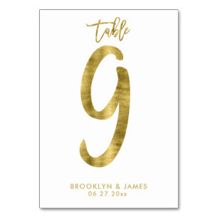 Hochzeitliche Tischnummern Gold Foil Effekt Nummer
