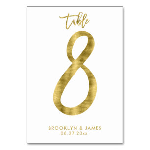 Hochzeitliche Tischnummern Gold Foil Effekt Nummer