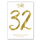 Hochzeitliche Tischnummern Gold Foil Effekt Nummer (Rückseite)