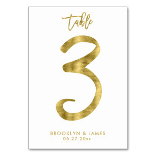 Hochzeitliche Tischnummern Gold Foil Effekt Nummer