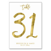 Hochzeitliche Tischnummern Gold Foil Effekt Nummer (Rückseite)