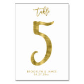 Hochzeitliche Tischnummern Gold Foil Effekt Nummer (Rückseite)