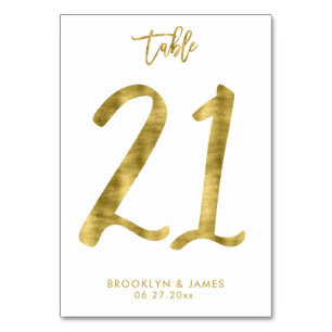 Hochzeitliche Tischnummern Gold Foil Effekt Nummer