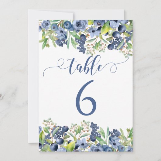 Hochzeitliche Tischnummern mit Blumen (Vorderseite)