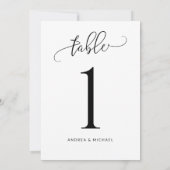 Hochzeitliche Tischnummern Spaß Wirble Kalligrafie (Rückseite)