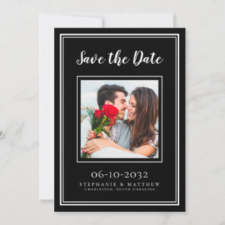 Hochzeitliche Verlobung Couple Foto Modernes Schwa Save The Date