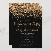 Hochzeitliche Verlobung Falling Stars Gold Einladung (Vorne/Hinten)