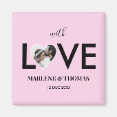 Hochzeitliche Verlobung - Foto - Rosa Herzrahmen Magnet (Vorne)