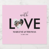 Hochzeitliche Verlobung - Foto - Rosa Herzrahmen Schaumweinetikett (Einzelnes Label)