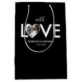 Hochzeitliche Verlobung - Schwarzes Foto Mittlere Geschenktüte (Vorderseite)