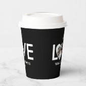 Hochzeitliche Verlobung - Schwarzes Foto Pappbecher (Links)