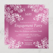 Hochzeitliche Verlobung Vintage Wirbel 2 Rosa Einladung (Vorne/Hinten)