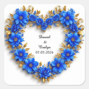 Hochzeitliche Verzierte Blumenzimitate Quadratischer Aufkleber