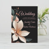 Hochzeitliche Vintage floralpfirsichfarbene Blume  Einladung (Stehend Vorderseite)