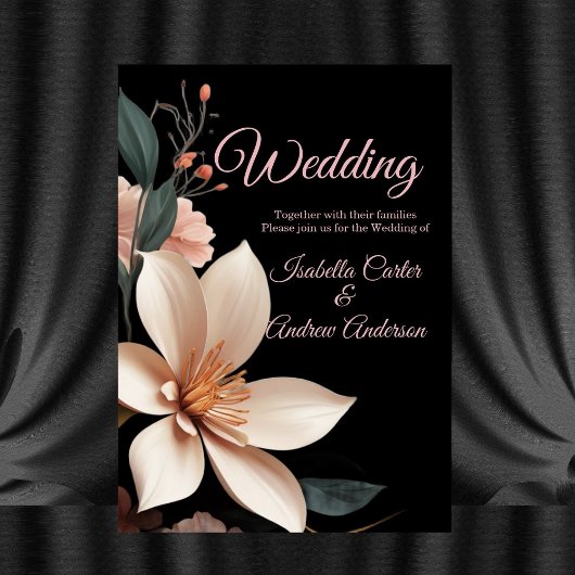 Hochzeitliche Vintage floralpfirsichfarbene Blume  Einladung