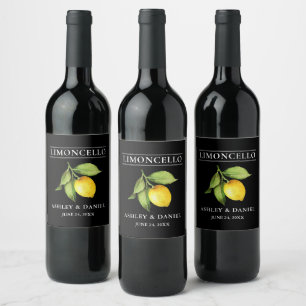 Hochzeitliche Wasserfarbe Limoncello Flasche Weinetikett