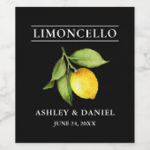 Hochzeitliche Wasserfarbe Limoncello Flasche Weinetikett (Einzelnes Label)