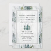 Hochzeitliche Wasserfarbe Rustikale Pinienbäume ti Einladung (Vorderseite)