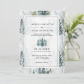 Hochzeitliche Wasserfarbe Rustikale Pinienbäume ti Einladung (Stehend Vorderseite)