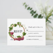 Hochzeitliche Watercolor Weintrauben Weintrauben RSVP Karte (Stehend Vorderseite)