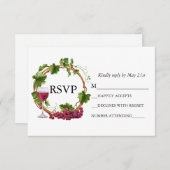 Hochzeitliche Watercolor Weintrauben Weintrauben RSVP Karte (Vorne/Hinten)