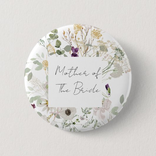 Hochzeitliche WILDBLUME GELB UND LILA Button (Vorderseite)