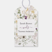 Hochzeitliche WILDBLUME GELB UND LILA Geschenkanhänger (Rückseite)