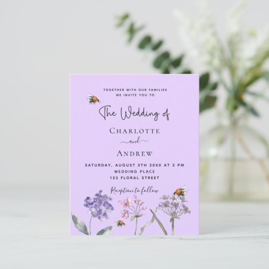 Hochzeitliche Wildblumen für Violett-Bienen (Stehend Vorderseite)