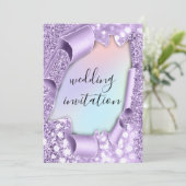 Hochzeitlicher 3D-Effekt Eleganter Violett-Hologra Einladung (Stehend Vorderseite)