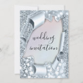 Hochzeitlicher 3D-Effekt Smoky Blue Holograph Glit Einladung (Vorderseite)
