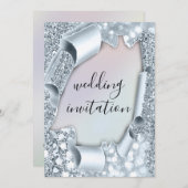 Hochzeitlicher 3D-Effekt Smoky Blue Holograph Glit Einladung (Vorne/Hinten)