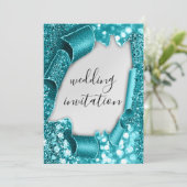 Hochzeitlicher 3D-Kunsteffekt Eleganter Silberner  Einladung (Stehend Vorderseite)