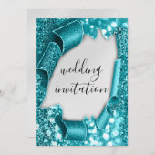 Hochzeitlicher 3D-Kunsteffekt Eleganter Silberner Einladung (Vorne/Hinten)