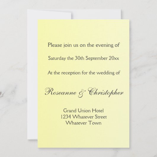 Hochzeitlicher Abend Empfang Gelbe Sonnenblume Einladung (Rückseite)
