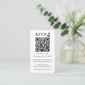 Hochzeitlicher Blauanker QR-UAWG gestreift Begleitkarte (Stehend Vorderseite)
