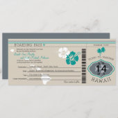 Hochzeitlicher Boarding nach Hawaii Einladung (Vorne/Hinten)