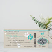 Hochzeitlicher Boarding nach Hawaii Einladung (Stehend Vorderseite)